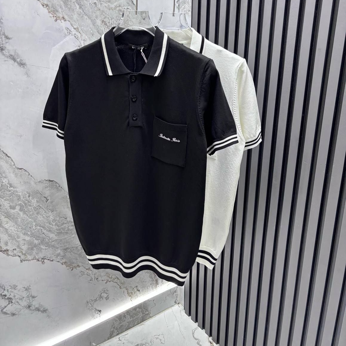 Classic Black And White Polo Shirt With Sporty Design